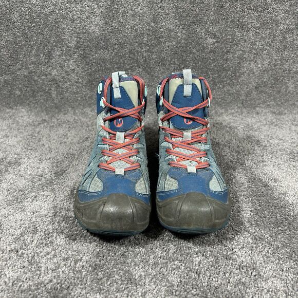 Merrell Capra Mid WTPF Kids Youth Size 4 Blue Suede Waterproof Hiking Boots Used - Picture 3 of 11